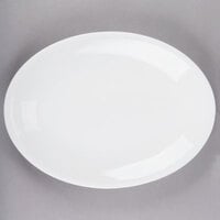 World Tableware 840-540R-15 Porcelana Rolled Edge Coupe Platter 15 1/4 inch x 11 1/4 inch Bright White Oval Porcelain - 6/Case
