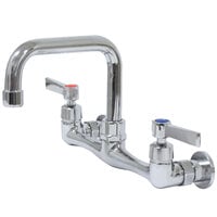 Advance Tabco K-160 6 inch Wall Mounted D-Style Extended Spout Swivel Faucet with 8 inch Centers and Lever Handles