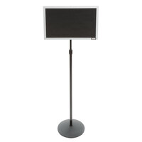 Aarco SMD1218 36 inch - 66 inch Black Adjustable Aluminum Single Pedestal Stand with 12 inch x 18 inch Black Felt Board and 3/4 inch Letters