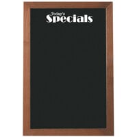 Aarco OBKGB3624S 36 inch x 24 inch Black Glass Menu Board with Walnut Stained Solid Oak Wood Frame and Today's Specials Decal