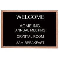 Aarco AOFD1218L 12" x 18" Black Felt Open Face Horizontal Indoor Message Board with Solid Oak Wood Frame and 3/4" Letters