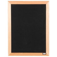 Aarco AOFD2418L 24 inch x 18 inch Black Felt Open Face Vertical Indoor Message Board with Solid Oak Wood Frame and 3/4 inch Letters