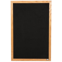 Aarco AOFD3624L 36 inch x 24 inch Black Felt Open Face Vertical Indoor Message Board with Solid Oak Wood Frame and 3/4 inch Letters