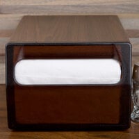 Vollrath 5512-12 One Sided Countertop Fullfold Napkin Dispenser with Brown Faceplate - Walnut