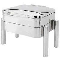 Eastern Tabletop 3977S Jazz Swing 4 Qt. Stainless Steel Square Chafer with Pillar'd Stand and Hinged Dome Cover