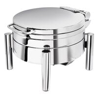 Eastern Tabletop 3979S Jazz Swing 4 Qt. Stainless Steel Round Chafer with Pillar'd Stand and Hinged Dome Cover