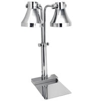 Eastern Tabletop 9602 Double Arm Stainless Steel Freestanding Heat Lamp with Round Shades and Swivel Necks