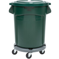 Rubbermaid BRUTE 20 Gallon Green Round Trash Can with Lid and Dolly