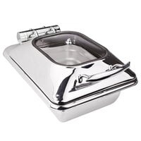 Eastern Tabletop 3964G Crown 4 Qt. Stainless Steel Square Induction Chafer with Hinged Glass Dome Cover