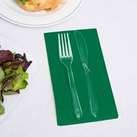 Creative Converting 95112 Emerald Green 3-Ply Guest Towel / Buffet Napkin - 16/Pack