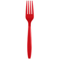 Creative Converting 010463B 7 1/8" Classic Red Heavy Weight Plastic Fork - 50/Pack