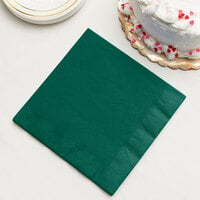 Hunter Green 3-Ply Dinner Napkin, Paper - Creative Converting 593124B - 25/Pack