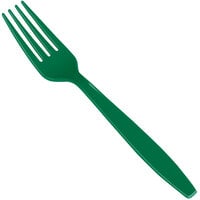Creative Converting 010474B 7 1/8 inch Emerald Green Heavy Weight Plastic Fork - 50/Pack