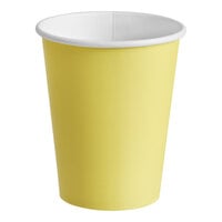 Creative Converting 56102B 9 oz. Mimosa Yellow Poly Paper Hot / Cold Cup - 24/Pack