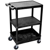 Luxor STC221-B Black 3 Shelf Utility Cart