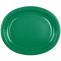 Creative Converting 433261 12" x 10" Emerald Green Oval Paper Platter - 8/Pack
