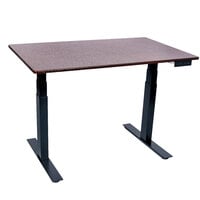 Luxor STANDE-48-BK/DW Dark Walnut Electric Adjustable Standing Desk with Black Steel Frame - 48"