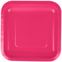 Creative Converting 453277 7" Hot Magenta Pink Square Paper Plate - 18/Pack