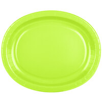Creative Converting 433123 12" x 10" Fresh Lime Green Oval Paper Platter - 96/Case