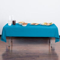 Creative Converting 723131 54 inch x 108 inch Turquoise Blue Plastic Table Cover