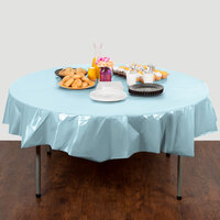 Creative Converting 703882 82 inch Pastel Blue OctyRound Plastic Table Cover
