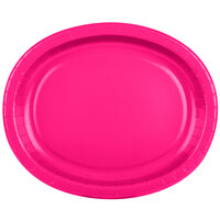 Creative Converting 433277 12 inch x 10 inch Hot Magenta Pink Oval Paper Platter - 96/Case