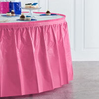 Creative Converting 011345 14' x 29 inch Candy Pink Plastic Table Skirt