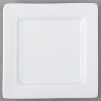 World Tableware SL-114 Slate 4 inch Ultra Bright White Wide Rim Square Micro Porcelain Plate - 36/Case