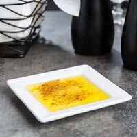 World Tableware SL-114 Slate 4 inch Ultra Bright White Wide Rim Square Micro Porcelain Plate - 36/Case