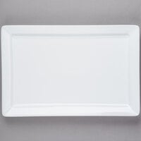 World Tableware SL-26S Slate Select 12" x 8" Ultra Bright White Embossed Wide Rim Rectangular Porcelain Plate - 12/Case
