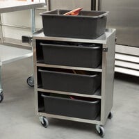 Lakeside 615 4 Shelf Standard Duty Stainless Steel Utility Cart with Enclosed Base - 16 1/2 inch x 27 3/4 inch x 32 3/4 inch