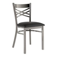 Lancaster Table & Seating Clear Coat Finish Cross Back Chair with 2 1/2" Black Vinyl Padded Seat - Assembled