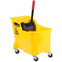 Rubbermaid FG738000YEL Tandem 31 Qt. Yellow Mop Bucket with Reverse Press Wringer
