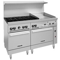 Vulcan 60SS-6B24GN Endurance Series Natural Gas 60 inch Range with 6 Burners, 24 inch Griddle, and 2 Ovens - 278,000 BTU