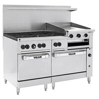 Vulcan 60SS-6B24GBN Endurance 6 Burner 60" Natural Gas Range with Griddle/Broiler and Standard Oven Base - 268,000 BTU