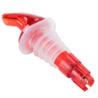 Tablecraft 148A 1 oz. Red Spout / Red Tail Measured Liquor Pourer without Collar   - 12/Pack