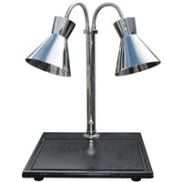 Hanson Heat Lamps DLM-BB-300-ST-CH Dual Lamp 18" x 20" Chrome Carving Station with Black Synthetic Granite Base