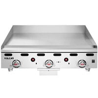 Vulcan MSA36-102 36 inch Countertop Liquid Propane Griddle with Snap Action Thermostatic Controls - 81,000 BTU
