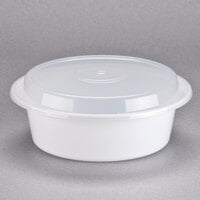 Pactiv Newspring NC729 32 oz. White 7" VERSAtainer Round Microwavable Container with Lid - 150/Case