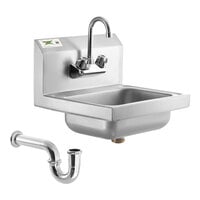 Regency 17" x 15" Wall Mounted Hand Sink with 8" Gooseneck Faucet and P-Trap