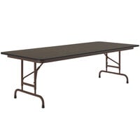 Correll Folding Table, 30" x 96" Melamine Top, Adjustable Height, Walnut
