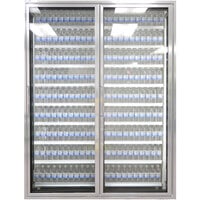 Styleline CL2472-NT Classic Plus 24" x 72" Merchandiser Doors with Shelving for Walk-In Cooler / Freezer - Anodized Satin Silver with Right Hinge - 2/Set