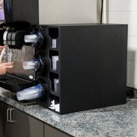 Vollrath G58806 Black 3-Slot 8 - 44 oz. Countertop Cup Dispenser Cabinet with 3 T-Lid Holders and 1 Straw Pocket