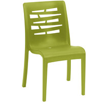 Grosfillex US218152 / US812152 Essenza Fern Green Resin Indoor / Outdoor Stacking Side Chair - Pack of 4 - 4/Pack