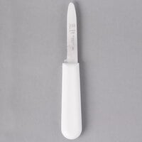 Mercer Culinary M33026A 3 1/4" Stainless Steel Clam Knife with White Textured Poly Handle
