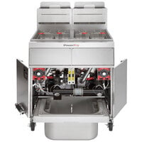 Vulcan 2TR45AF-1 PowerFry3 Natural Gas 90-100 lb. 2 Unit Fryer System with Solid State Analog Controls and KleenScreen Filtration - 140,000 BTU