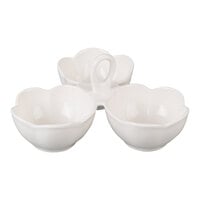 10 Strawberry Street A4992 Whittier 8 oz. White Porcelain 3 Bowl Caddy - 12/Case