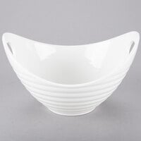 10 Strawberry Street WTR-7RBBOATBWL Whittier 24 oz. White Porcelain Boat Bowl with Ribbed Texture - 8/Case