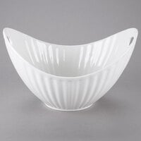 10 Strawberry Street WTR-13LNBOATBWL Whittier 80 oz. White Porcelain Boat Bowl with Line Texture - 4/Case