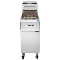 Vulcan 1TR65A-1 PowerFry3 Natural Gas 65-70 lb. Floor Fryer with Solid State Analog Controls - 80,000 BTU
